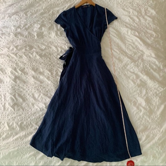 New Ralph Lauren Maxi Linen Navy Long Dress - Picture 9 of 16